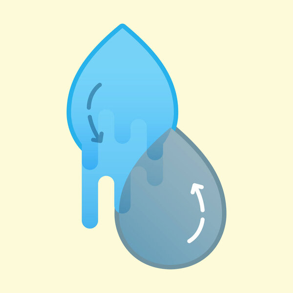 Water reuse concept. Water conservation mataphor. Saving on freshwater use. Symbol of water recycling. Vector illustration outline flat design style.  