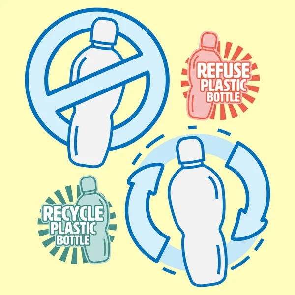 Відмовтеся Переробляйте Набір Символів Пластикових Пляшок Елемент Дизайну Одноразового Пластикового — стоковий вектор