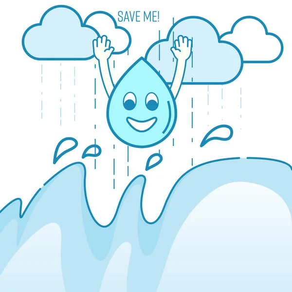 Regenwassernutzungskonzept Nutzen Der Regenwassernutzung Als Metapher Förderung Der Regenwasseransammlung Vektor — Stockvektor