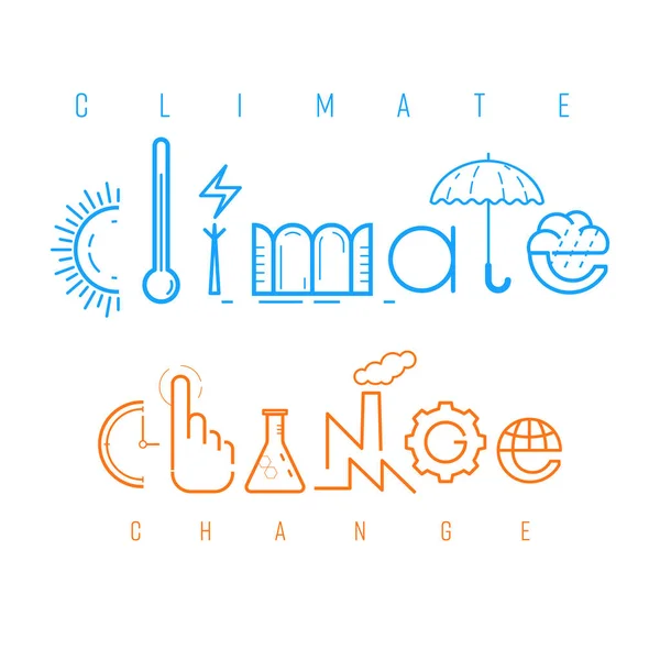 Τυπογραφικό Σχέδιο Κλιματικής Αλλαγής Εικονικά Σύμβολα Για Φράση Αιτία Και — Διανυσματικό Αρχείο
