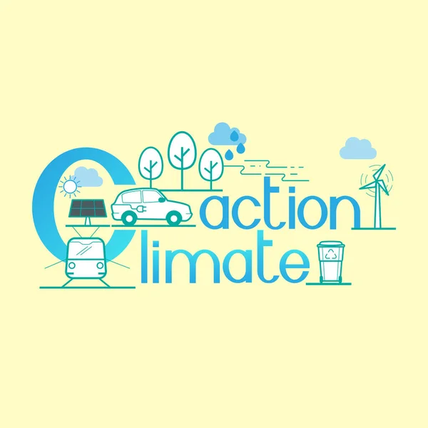 Τυπογραφικό Σχέδιο Δράσης Για Κλίμα Λύσεις Για Την Κλιματική Αλλαγή — Διανυσματικό Αρχείο