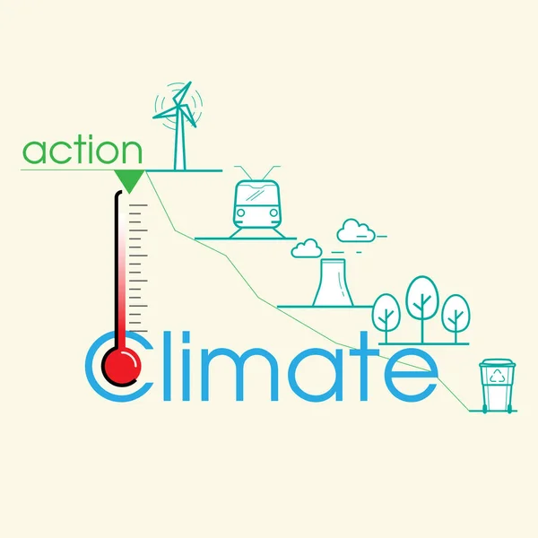 Ενέργειες Για Μείωση Της Υπερθέρμανσης Του Πλανήτη Και Της Κλιματικής — Διανυσματικό Αρχείο