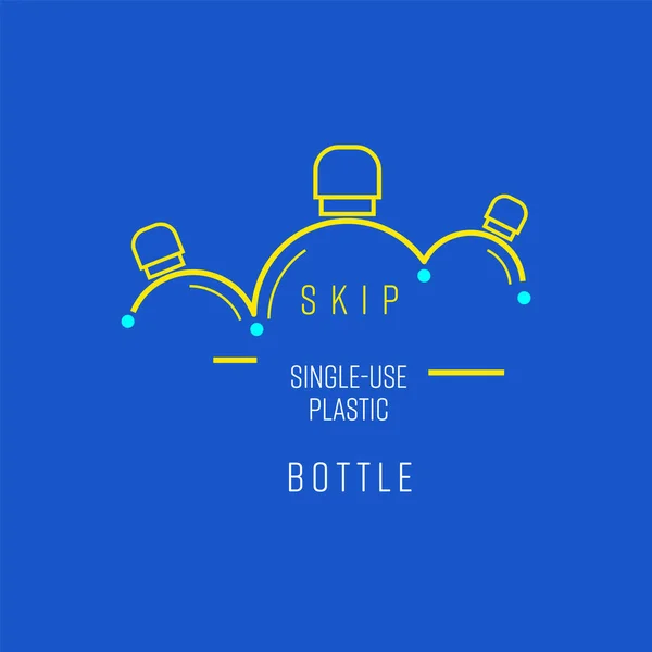 Símbolo Botella Plástico Solo Uso Boucing Línea Implicaba Forma Botella — Vector de stock
