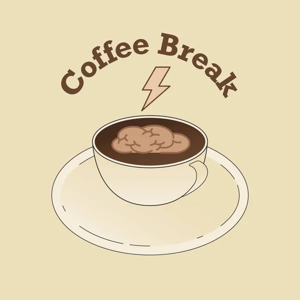 Coffee break symbol. Take a break, brain relaxation. Vector illustration outline flat design style.