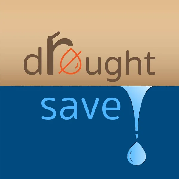 Dürre Führt Wasserknappheit Sparen Sie Wasser Der Trockenzeit Vektor Illustration — Stockvektor