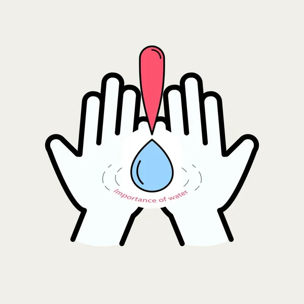 Hand Gathering Water Drop Importance Water Concept Vector Illustration Outline — Stock Vector