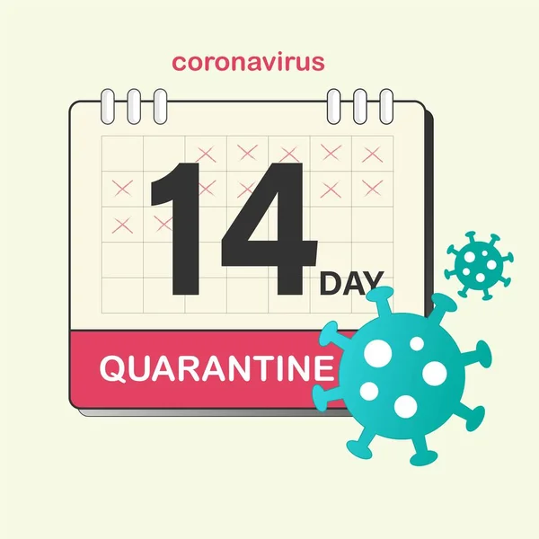 Calendario Cuarentena Del Coronavirus Días Esquema Ilustración Vectorial Estilo Diseño — Vector de stock