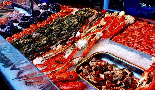 Une Poissonnerie Marché Bergen Norvège — Photo