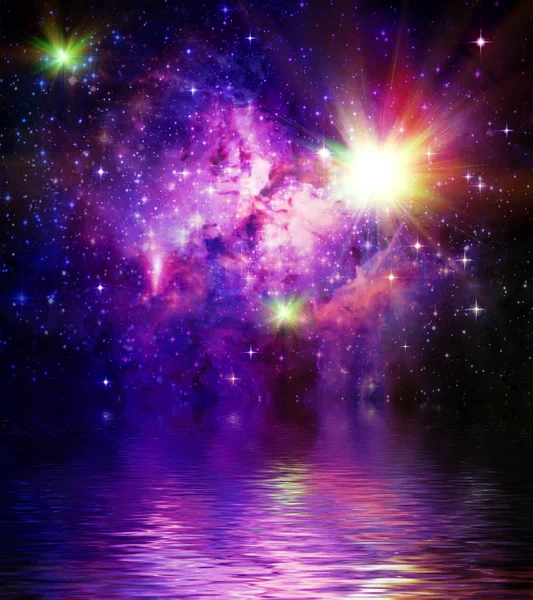 Абстрактна Концепція Galaxy Space Відображення Хвилі Води — стокове фото