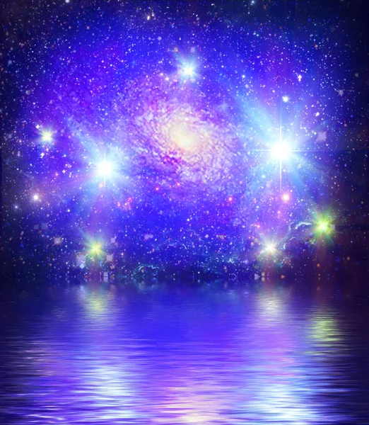 Абстрактная Концепция Галактическое Пространство Волна Отражения Воды — стоковое фото