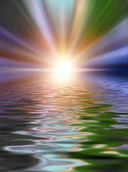 Abstract Beautiful Soft Blurred Colorful Surface Water Rippled Reflection Sky — Stock Photo, Image