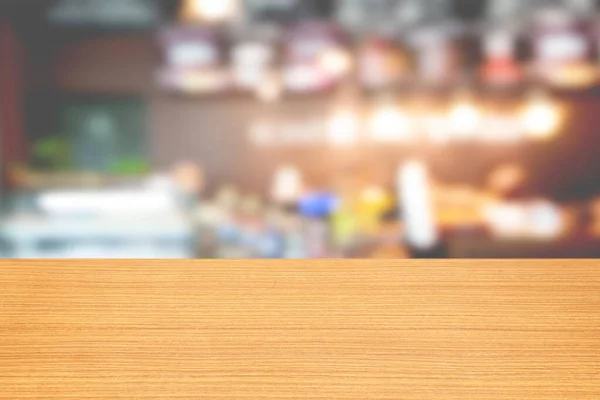 Üres Asztal Homályos Bár Kávézó Háttér Pult Könnyű Bokeh Éttermek — Stock Fotó