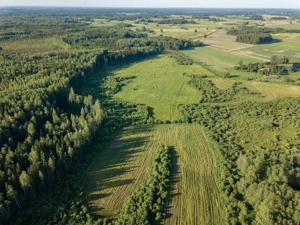 Drone Bild Flygfoto Över Landsbygden Med Fält Och Skogar Grumlig — Stockfoto