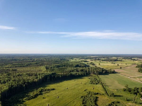 Drone Bild Flygfoto Över Landsbygden Med Fält Och Skogar Grumlig — Stockfoto
