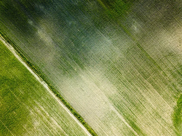 Drohnenbild Luftaufnahme Des Ländlichen Straßennetzes Bestellter Felder Und Waldstrukturen Lettland — Stockfoto