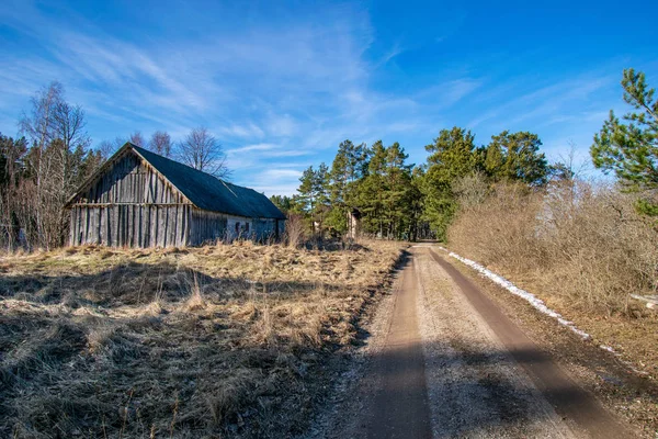 Lege Onverharde Weg Met Sporen Van Modder Het Platteland Zomer — Stockfoto