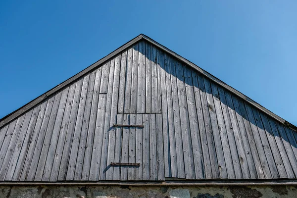 Verlassene Ruinen Alter Holzhäuser Der Landschaft Lettlands Sommer Mit Laub — Stockfoto