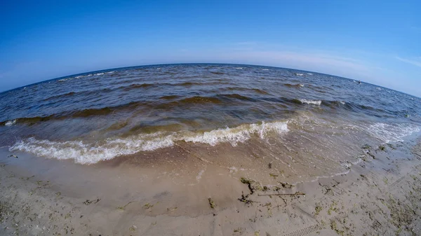 Mare Estivo Spiaggia Cielo Azzurro Concetto Relax Lente Fisheye — Foto Stock