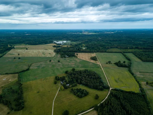 Afbeelding Van Drone Luchtfoto Van Landelijk Gebied Met Huizen Wegen — Stockfoto