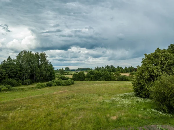 Drone Bild Flygfoto Över Landsbygden Med Hus Och Vägar Tunga — Stockfoto