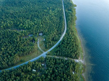 drone görüntü. Baltık Denizi,: Hiiumaa, Estonia yaz aylarında hava görünümünü sahil hattı