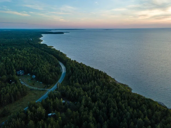 Drone Зображення Пташиного Польоту Схід Сонця Над Островів Балтійського Моря — стокове фото