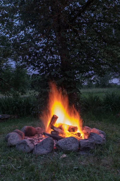 Wälder Brennen Kamin Warm Hitze Feuer Der Dunkelheit Langzeitbelichtungsbild Mit — Stockfoto