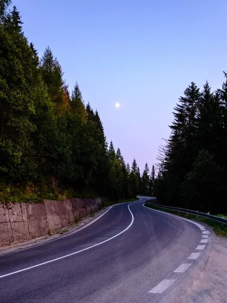 Camino Asfaltado Que Conduce Las Montañas Bosque Hora Verano Eslovaquia — Foto de Stock