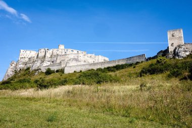 Harabeleri eski uçurumdaki tuğla ve taş castle terk edilmiş. mimari ayrıntılar Slovakya