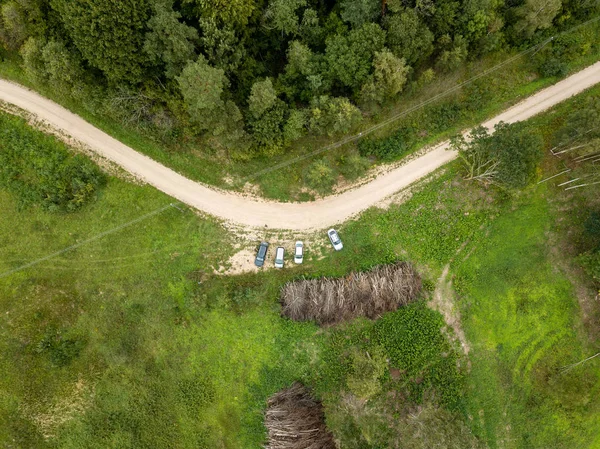 Imagen Del Dron Vista Aérea Zona Rural Con Campos Bosques — Foto de Stock