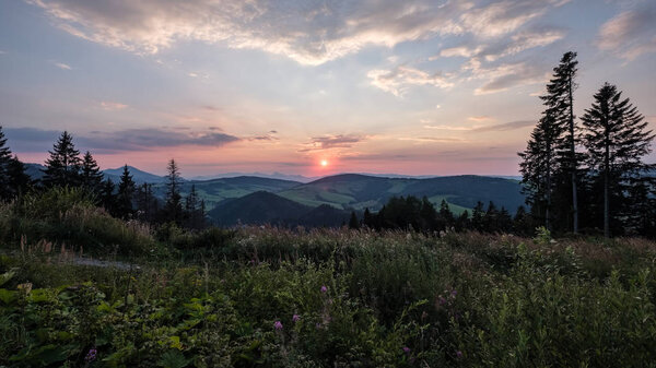 beautiful sunset in the mountains of Tatra, slovakia