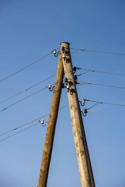 Electricity Poles Wires Countryside Dark Night Sky — Stock Photo, Image