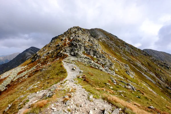 Turistická Trasa Tatrách Slovensku Mountain View Pozdním Létě Před Podzimní — Stock fotografie