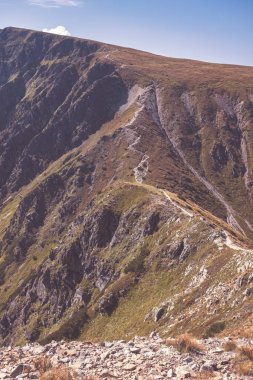 Hiking trail Tatra, Slovakya, dağın zirvesinde