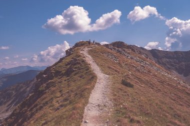 Hiking trail Tatra, Slovakya, dağın zirvesinde