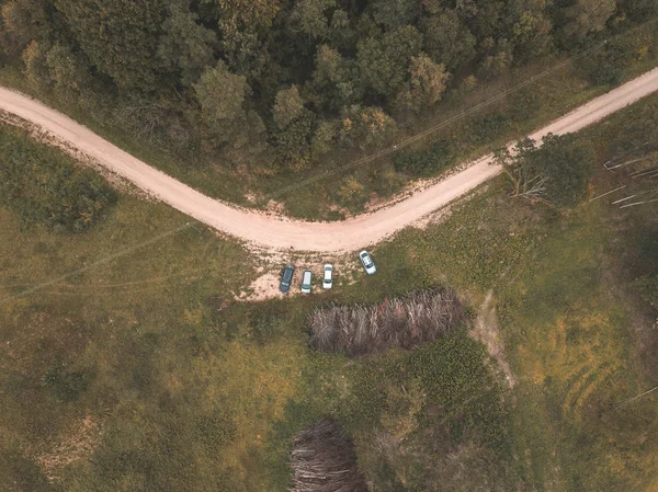 Воздушный Вид Сельскую Местность Полями Лесами Дневное Время — стоковое фото