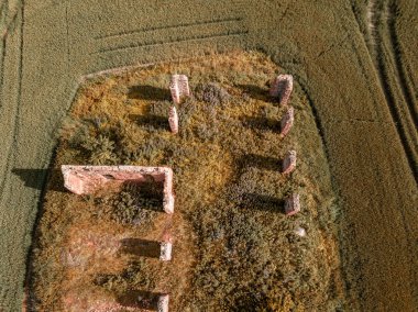 yaz günü yeşil ekili alanları ile kırsal bölgenin havadan görünümü