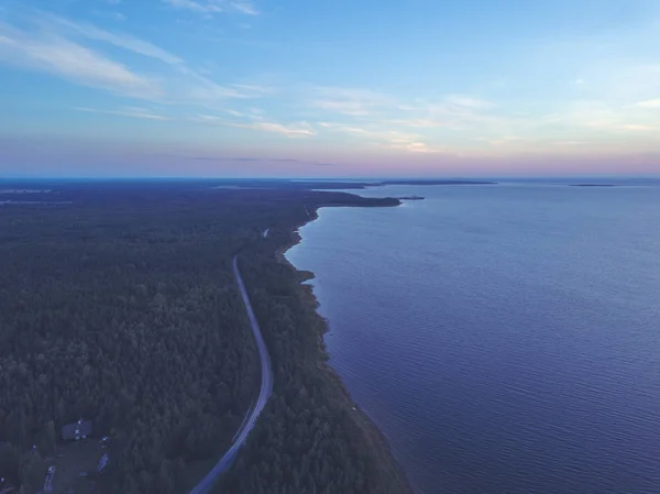 Vista Aérea Del Amanecer Sobre Las Islas Mar Báltico Hiiumaa — Foto de Stock
