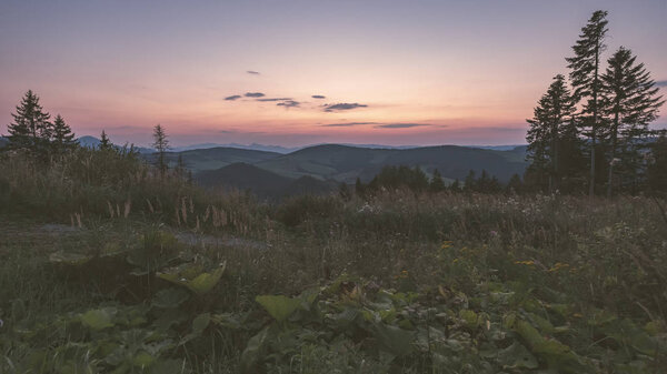 beautiful sunset in mountains of Tatra, Slovakia