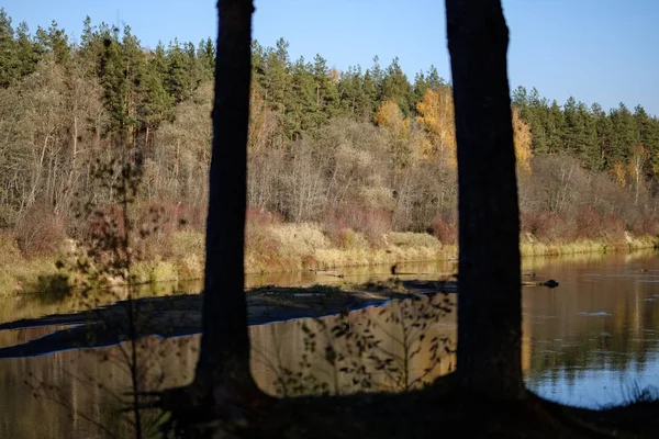Spiegelungen Der Natur Klarem Wasser See Oder Fluss Auf Dem — Stockfoto