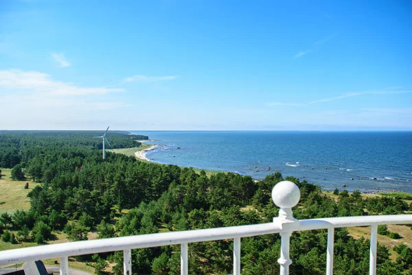 Fisheye Lens View Island Hiiumaa Estonia Lighthouse White Rails Clear — Stock Photo, Image