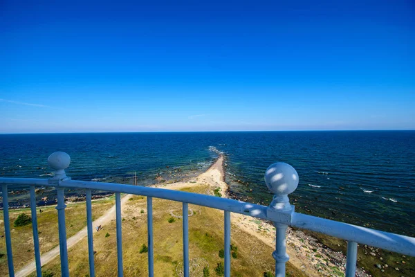 Fisheye Lens View Island Hiiumaa Estonia Lighthouse White Rails Clear — Stock Photo, Image