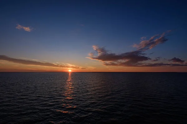 Colorido Dramático Nascer Sol Mar Vista Ferry Mar Báltico Verão — Fotografia de Stock