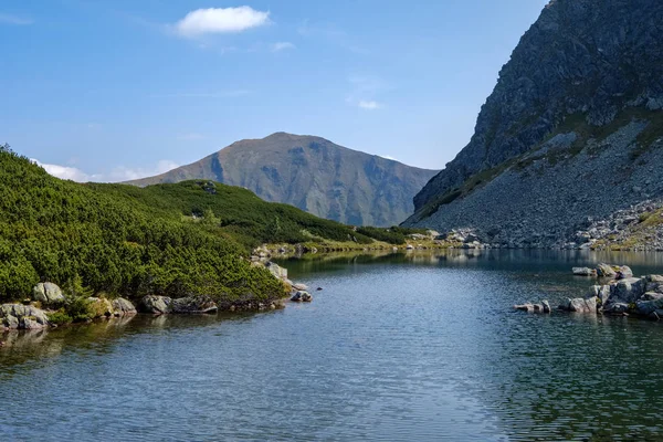 Vista Panorámica Del Lago Montaña Finales Verano Cárpato Eslovaco Tatra —  Fotos de Stock
