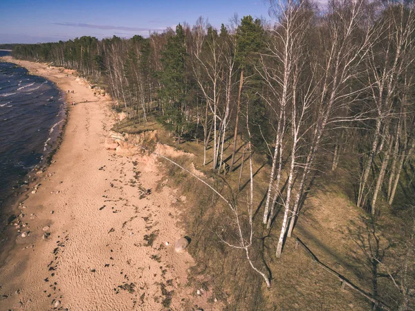 Drone Kép Légi Felvétel Vidéki Térségben Sziklás Strand Balti Tenger — Stock Fotó