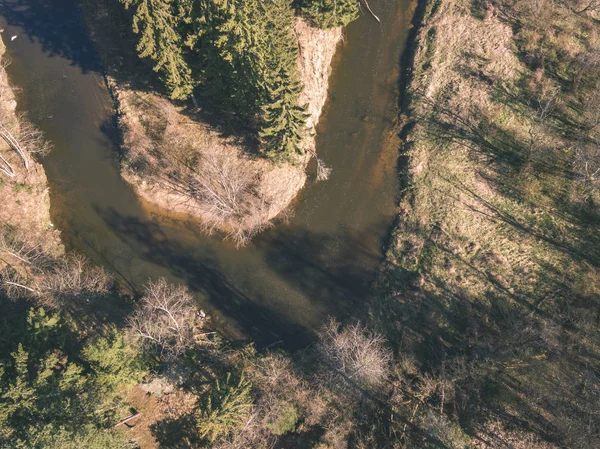 Imagem Drone Vista Aérea Área Rural Com Campos Florestas Reflexões — Fotografia de Stock