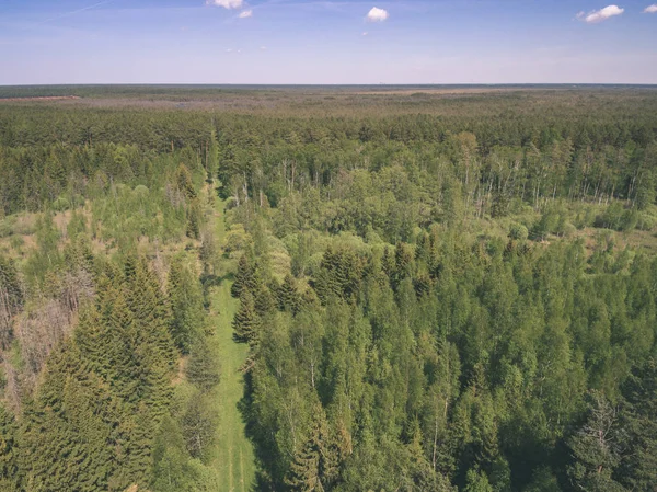 Drone Kép Légi Felvétel Vidék Mezők Erdők Víz Gondolatokkal Folyó — Stock Fotó