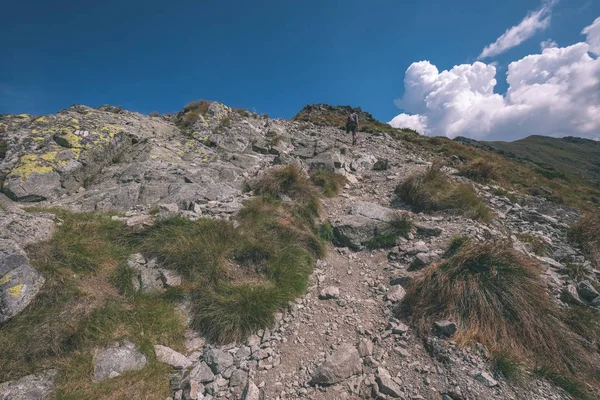 rocky mountain tops with hiking trails in autumn in Slovakian Tatra