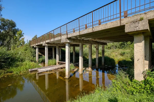 Verbundfußbrücke Über Wasser Wald — Stockfoto