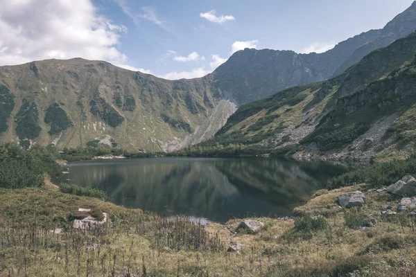 Bela Vista Panorâmica Lago Montanha Final Verão Eslovaco Carpathian Tatra — Fotografia de Stock
